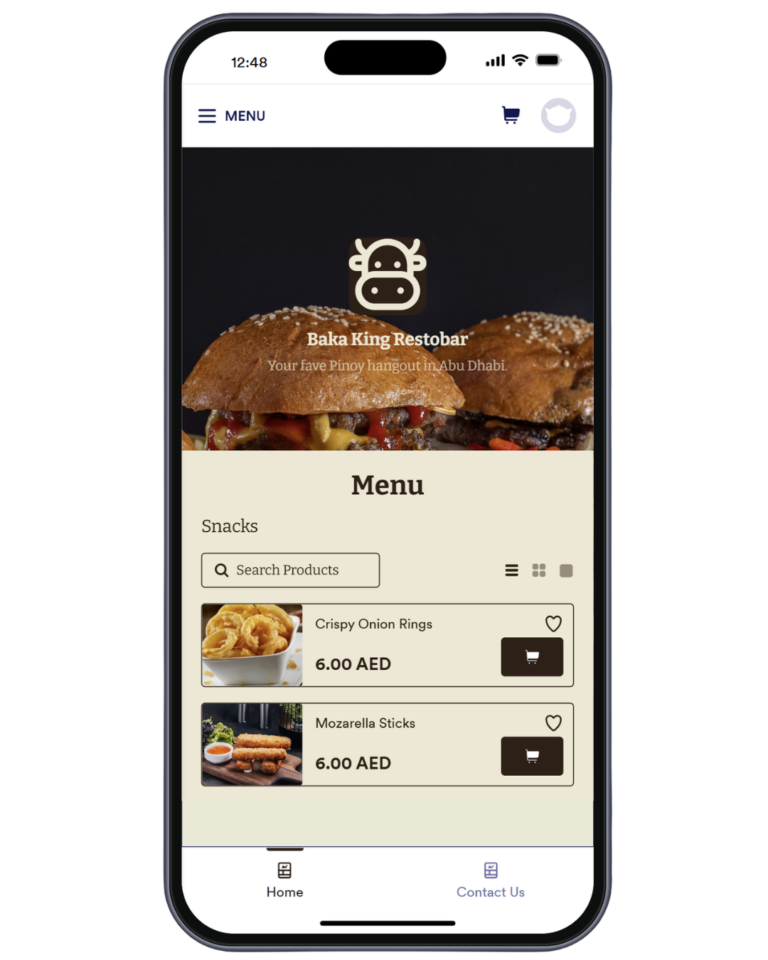 Customer Online Ordering Web App, Mobile