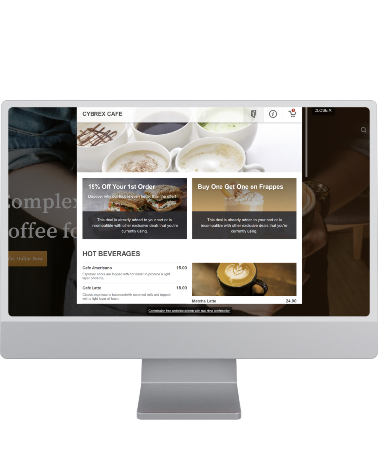 Customer Online Ordering Web App, Desktop